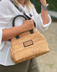 Mini Tote Handcraft Bag white cork