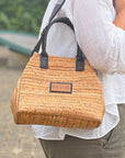 Mini Tote Handcraft Bag white cork